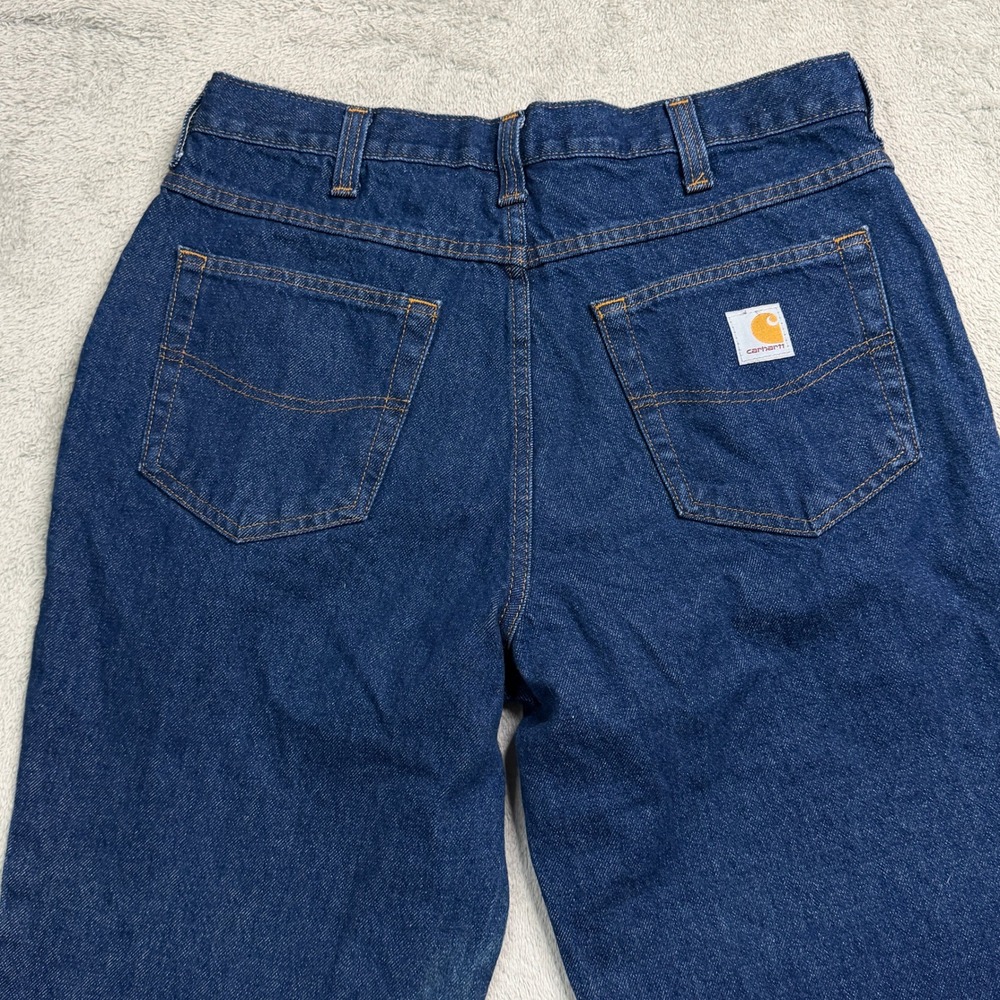 Carhartt Relaxed Fit Jeans Mens 33x33 Dark Wash Denim Workwear Pants 381-83 - Picture 6 of 9